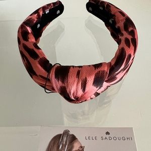 LELE SADOUGHI Pink Leopard Silk Knotted Headband